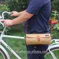 Bicycle Handlebar Bag Carrying Shoulder Bag Waterproof Canvas Khaki Cycling Storage Front Basket